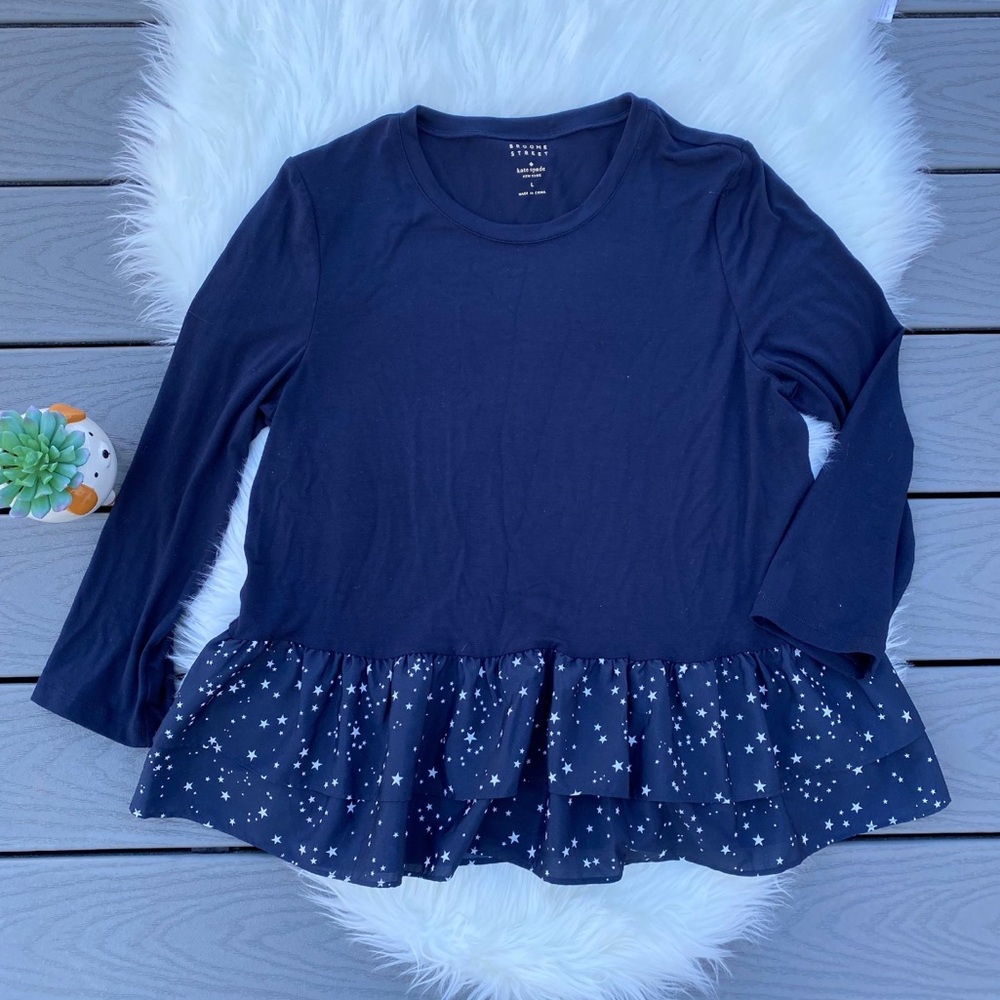 Kate Spade Navy Peplum Long Sleeve Top